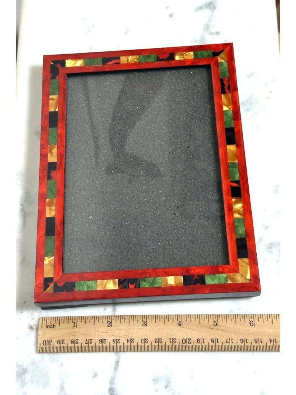 Vintage Red Mosaic Picture Frame 5x7 | Art Deco Style Photo Frame | Decorative